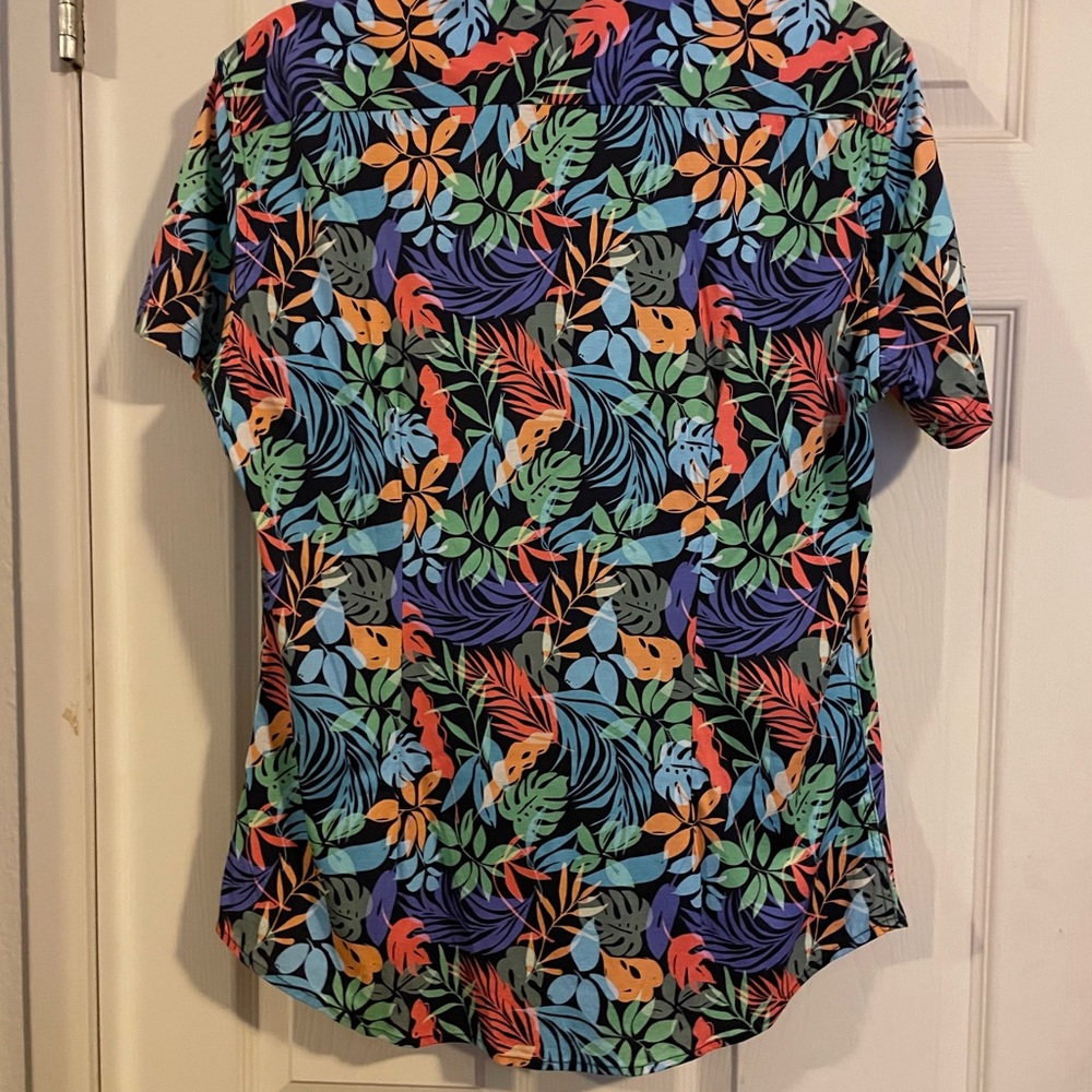 Colorful Leaf Print Men's Casual Shirt - Picture 4 of 9